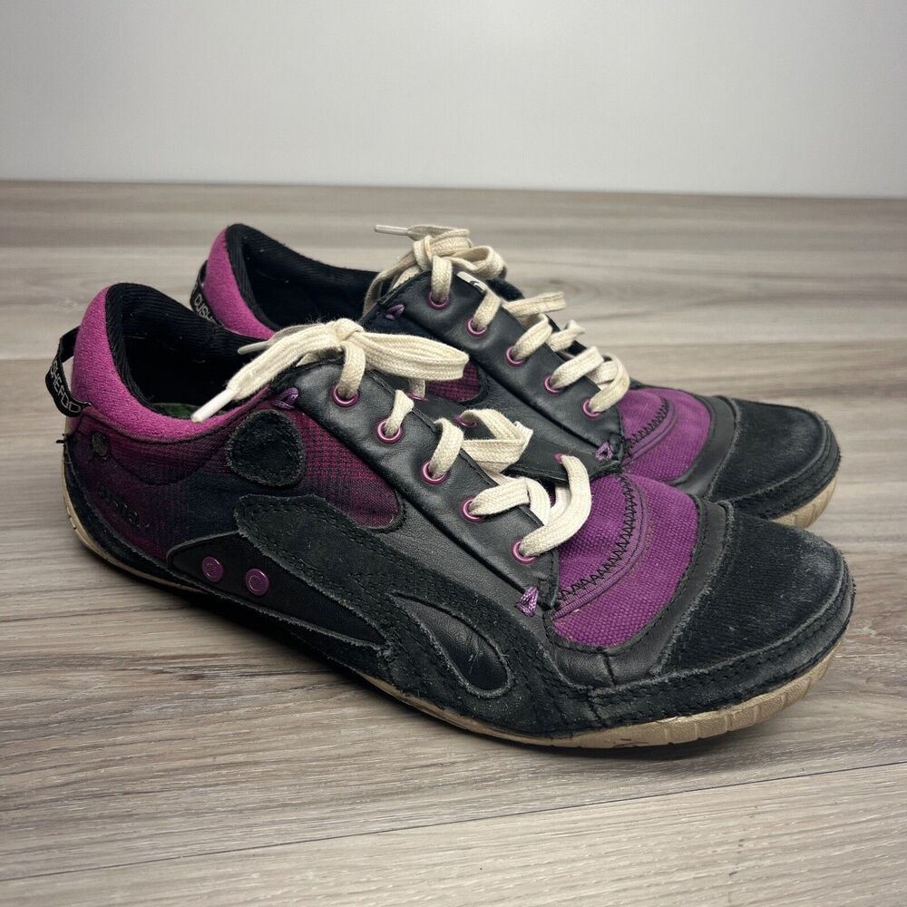Cushe Boutique Sneak Leather Black Purple Red Tartan Shoes Women's Size 8